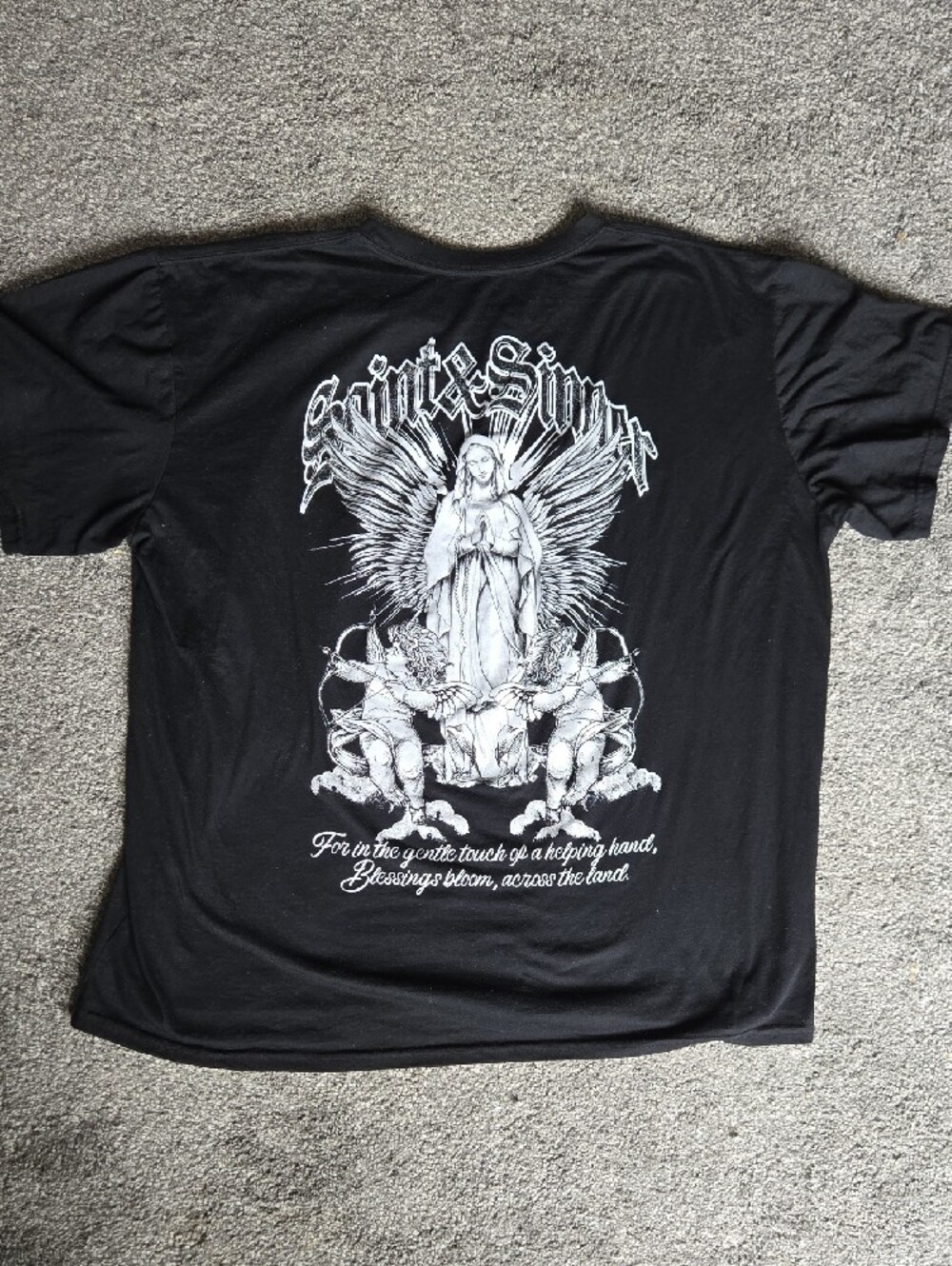 Black Graphic Tee with Angel Print